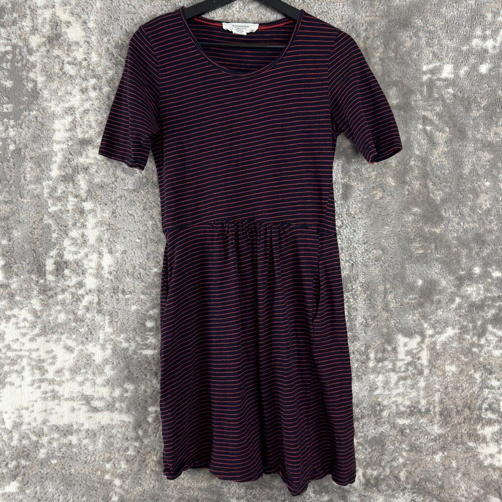 Workshop Republic Clothing Size S Striped Mini Dress Red Navy Short Sleeve